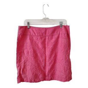 Tommy Bahama Pink Embroidered Linen Skirt Size 10